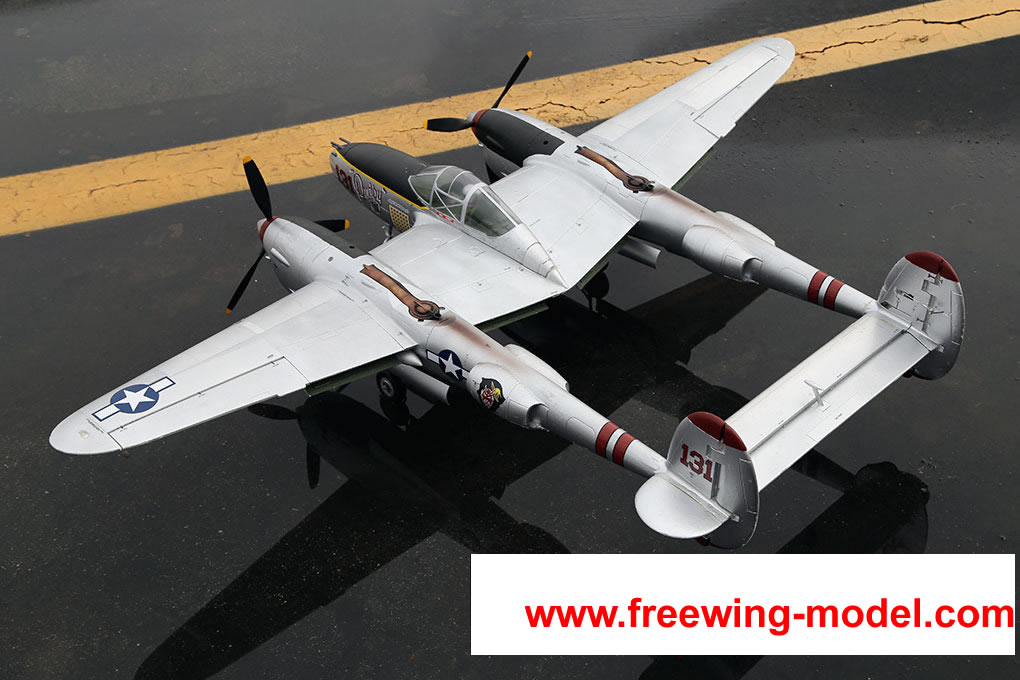 FlightLine RC P-38L Lightning Pacific Silver 1600mm (63  inch) Wingspan - PNP RC Airplane