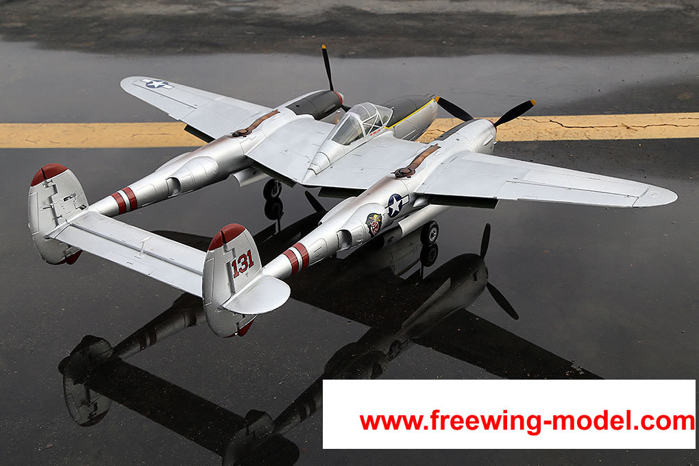 FlightLine RC P-38L Lightning Pacific Silver 1600mm (63  inch) Wingspan - PNP RC Airplane