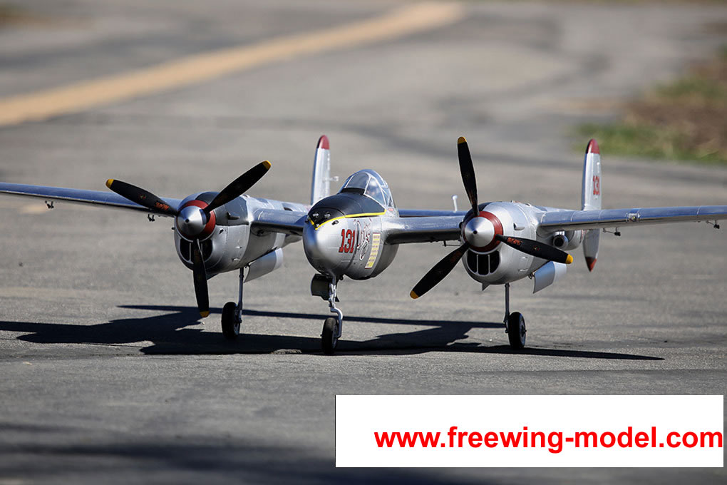 FlightLine RC P-38L Lightning Pacific Silver 1600mm (63  inch) Wingspan - PNP RC Airplane